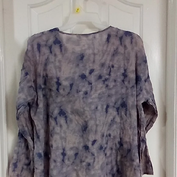 LOGO by Lori Goldstein Purple and Blue Tie-Dye Blouse - Picture 9 of 13